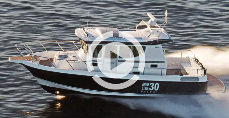 Морской всепогодный катер Nord Star 30 Patrol | Тесты катера на воде с новыми двигателями | Видео катера – ход по льду